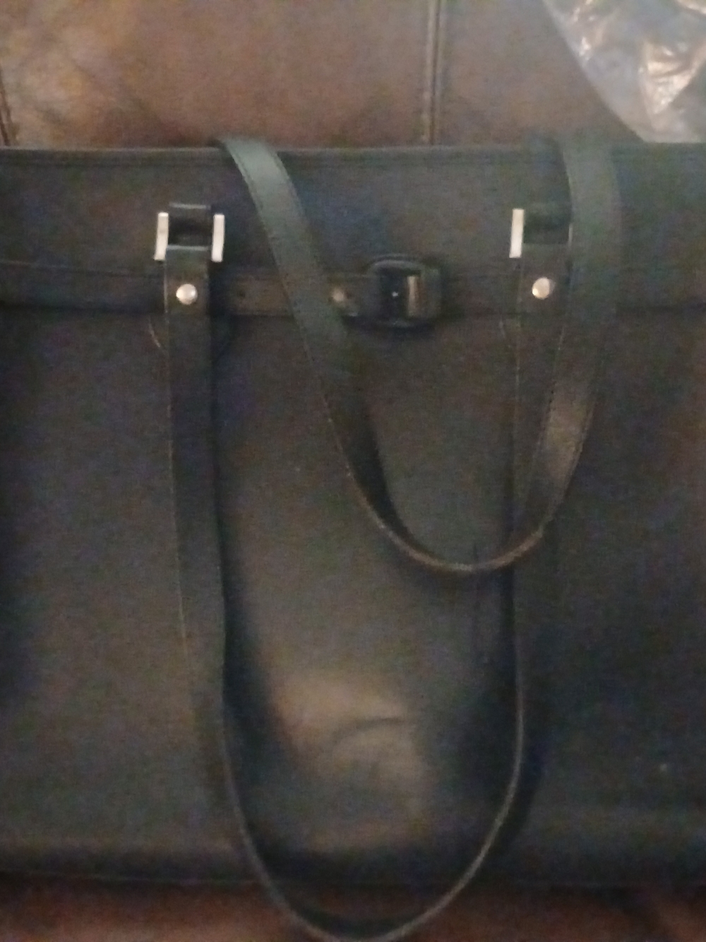 Black Leather Tote Bag  Classic Professional Carryall. ON HOLD